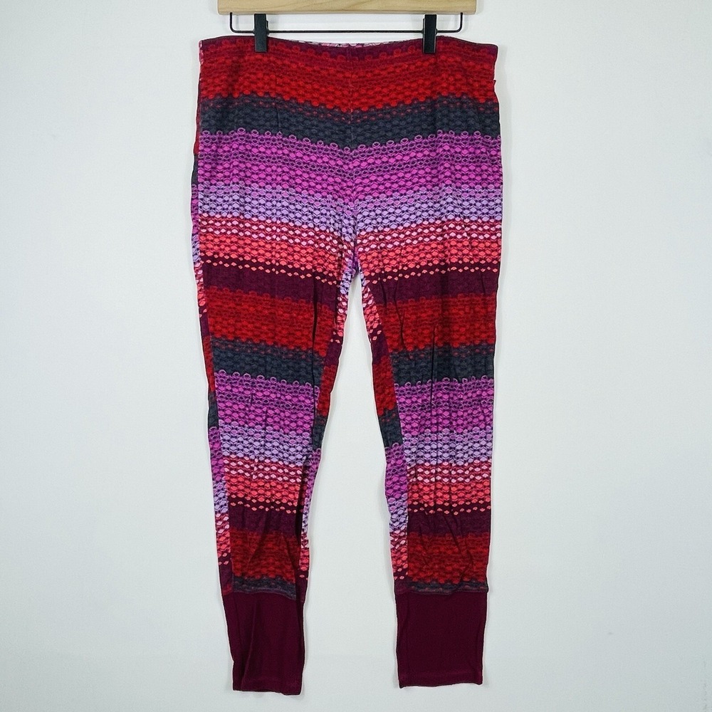 Josie Natori  Womens Sz Large 12 14 Pajama Pants‎ Pink Red Stripe Soft Lounge